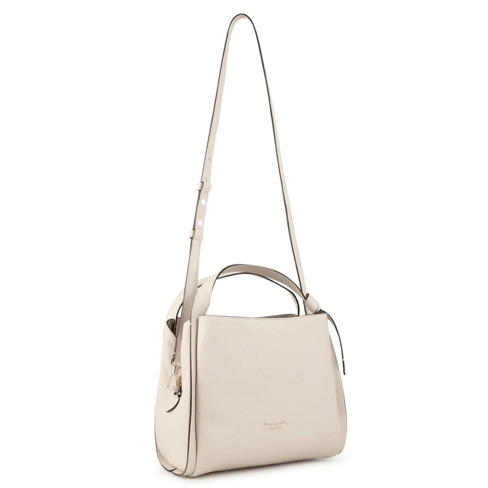 kate spade Pebbled Leather Hobo Tote in Cream